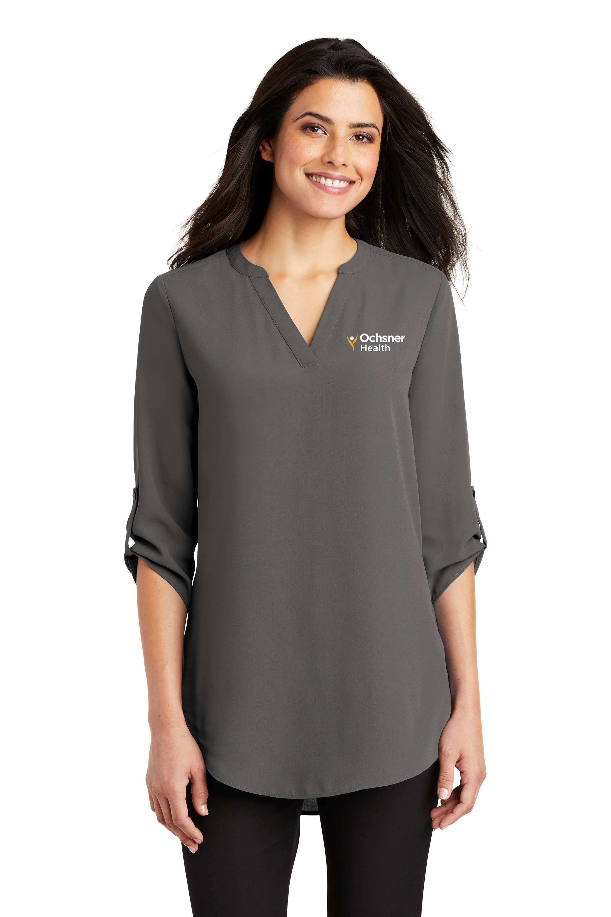 Port Authority Women's 3/4 Sleeve Tunic Blouse, Gray, large image number 1