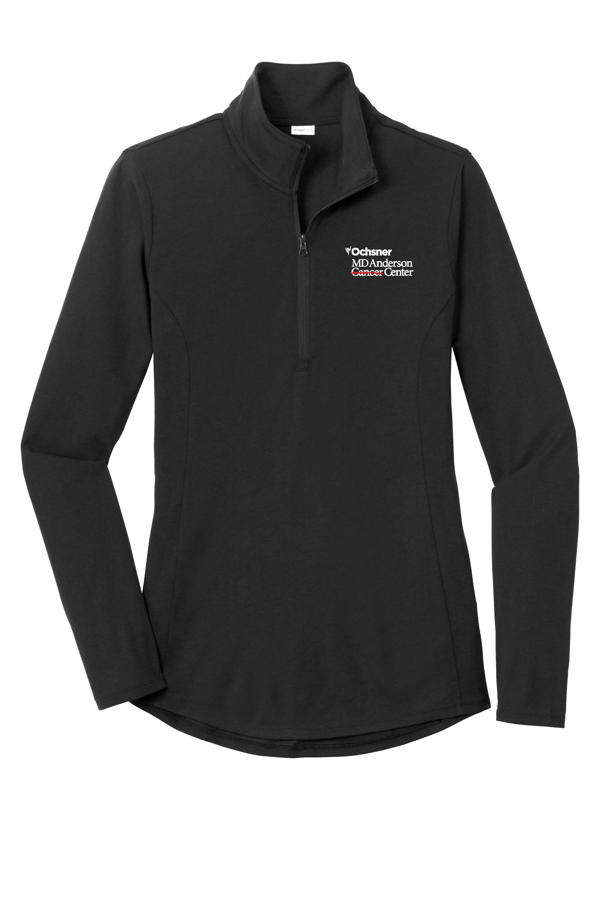 Ochsner MD Anderson Ladies 1/4 Zip Pullover, Black, large image number 1
